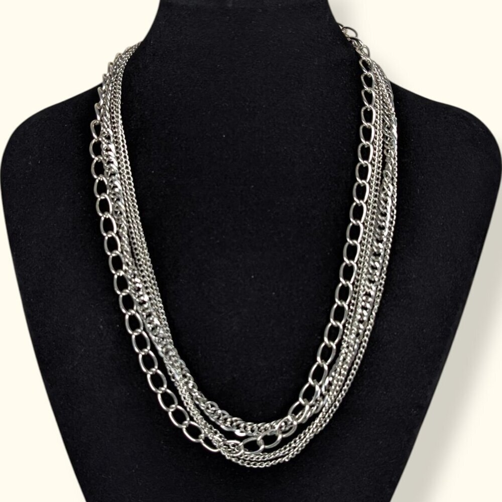 5-Strand Chain & Red Ribbon Necklace - Picture 3 of 6